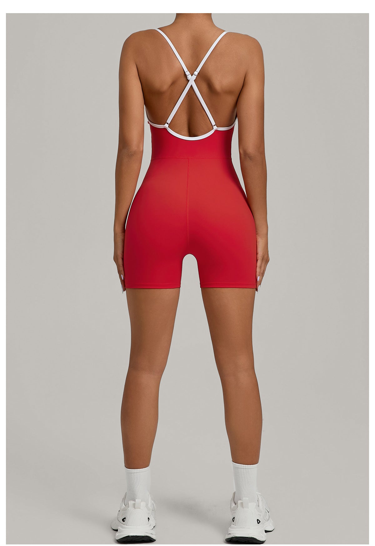 Red One-Piece Workout Romper