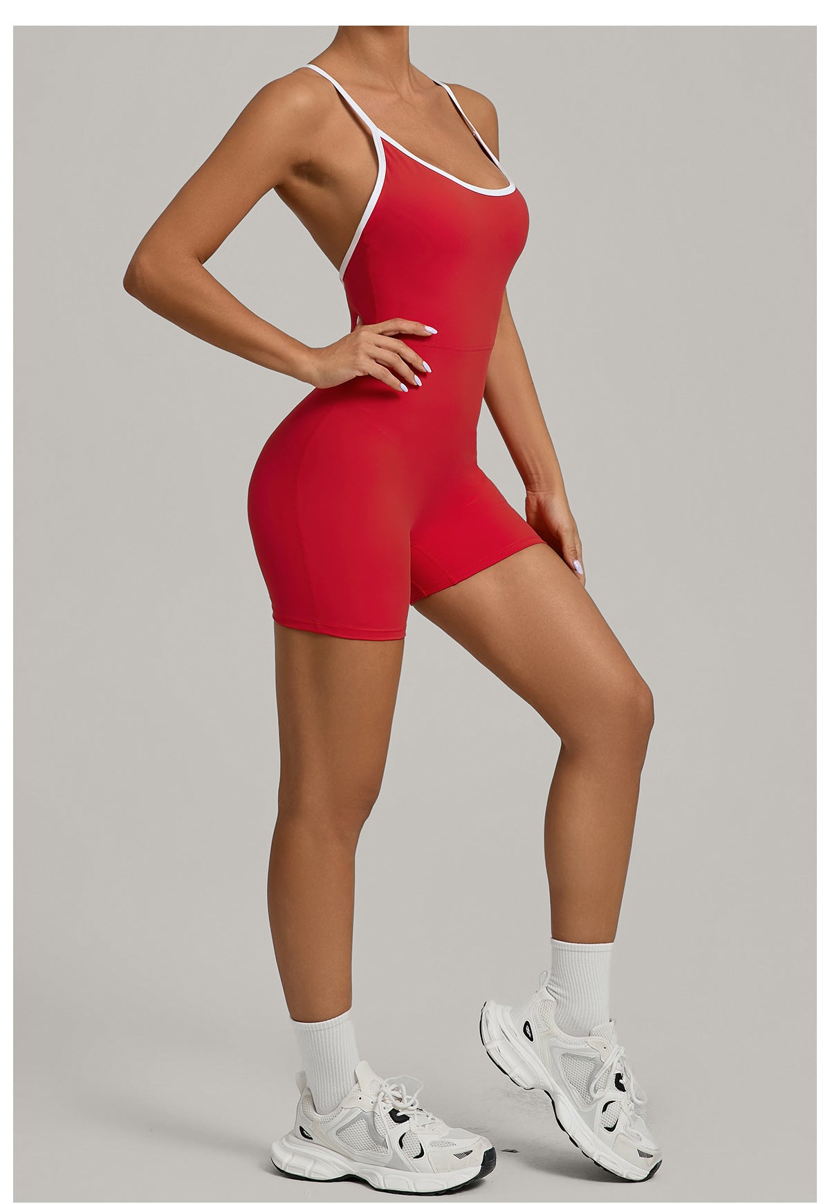 Red One-Piece Workout Romper