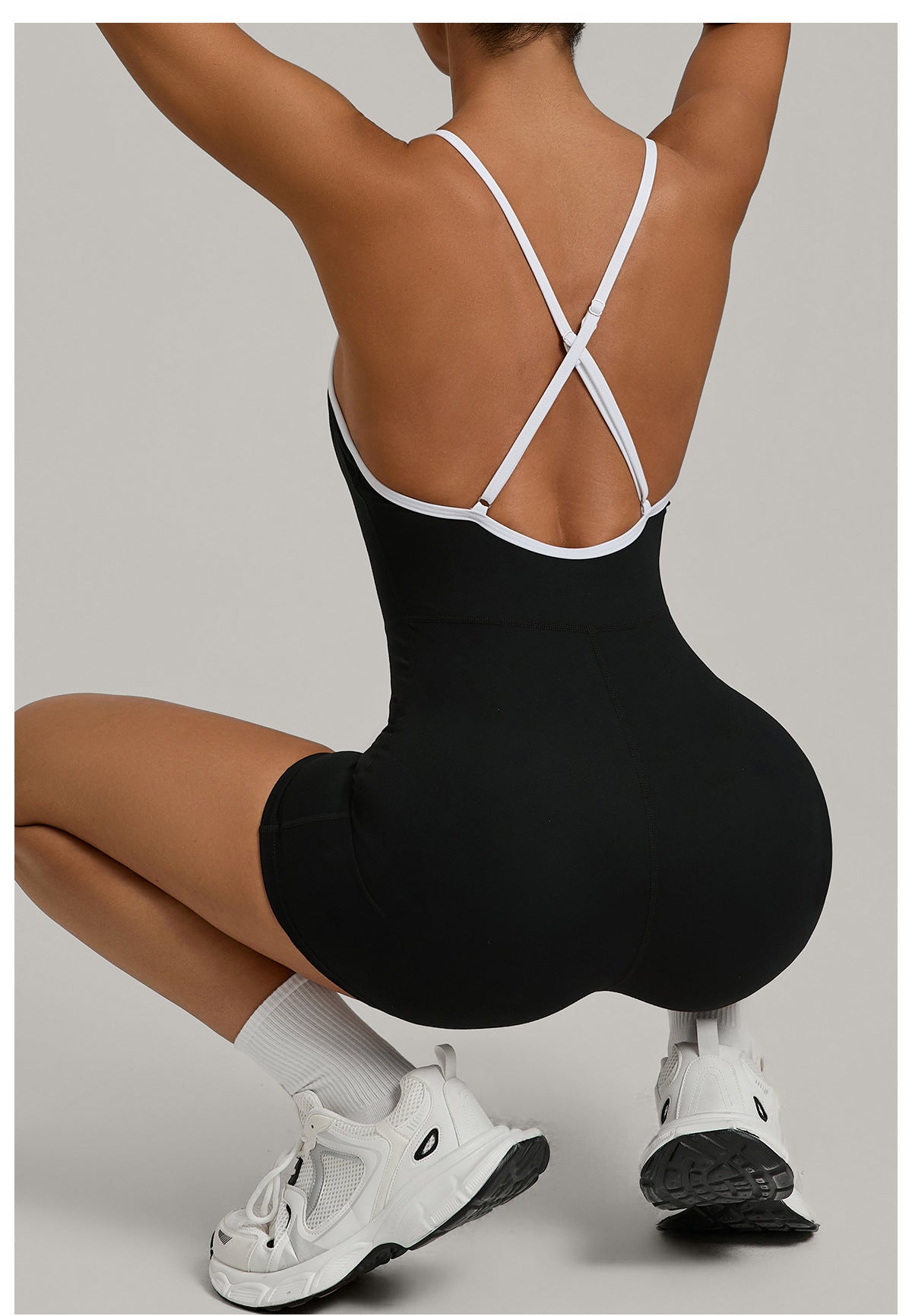 Black One-Piece Workout Romper