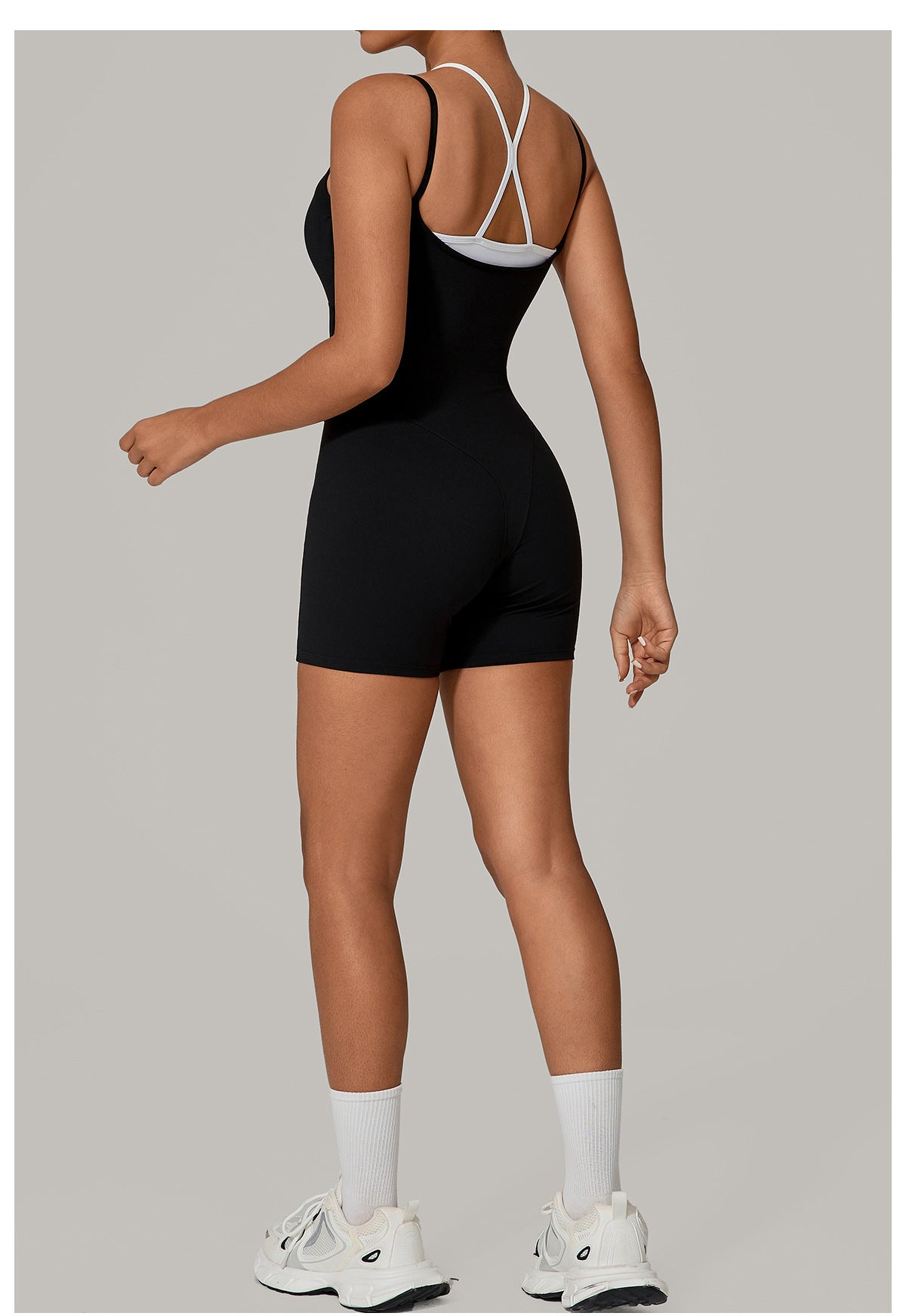 Black One-Piece Workout Romper